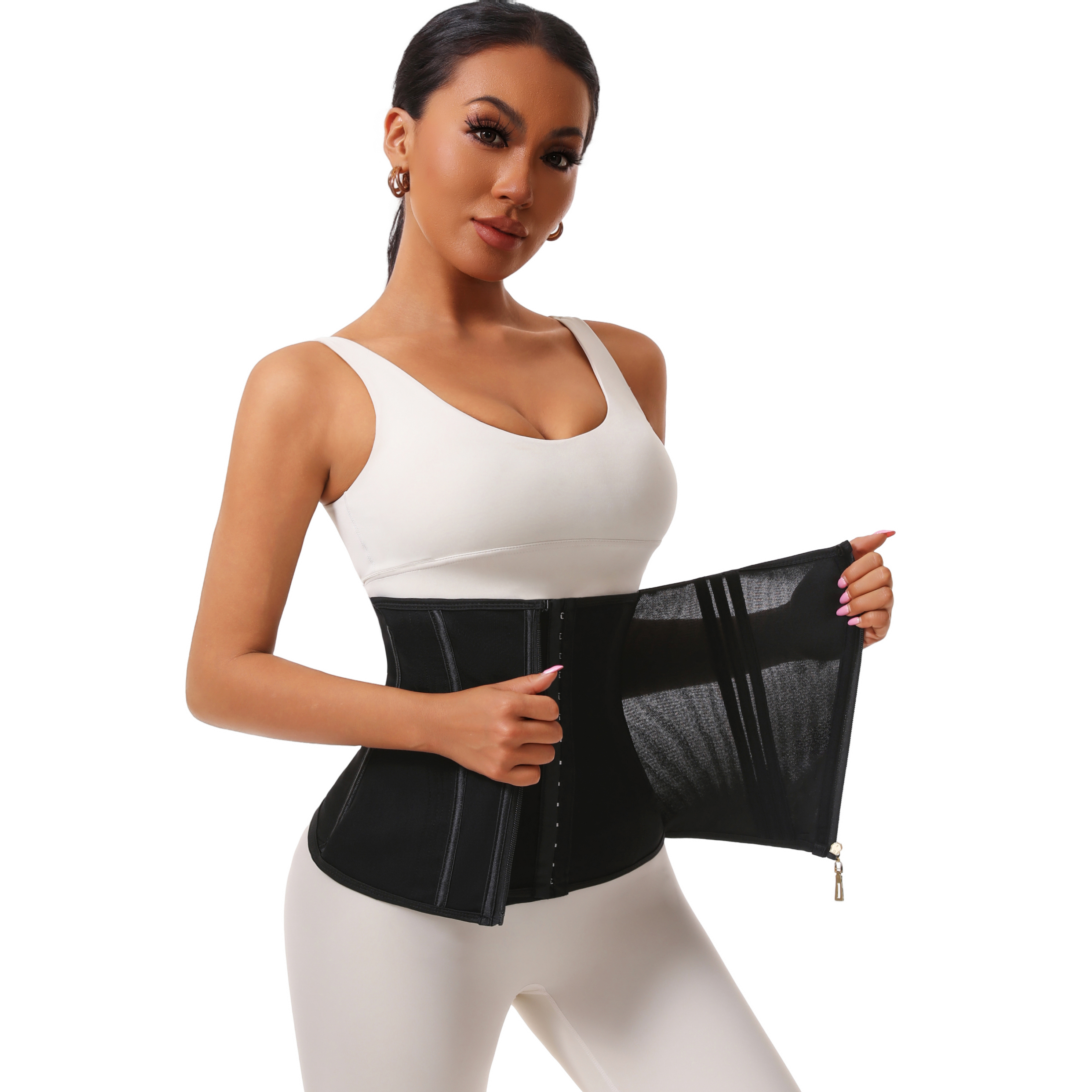 Cross-Border Mesh Waistband, Tummy Control, Tight Belt, Shapewear, Waist Restraint, Zipper Corset, 13 Steel Bone Body Shaping Girdle — image 3 of 5