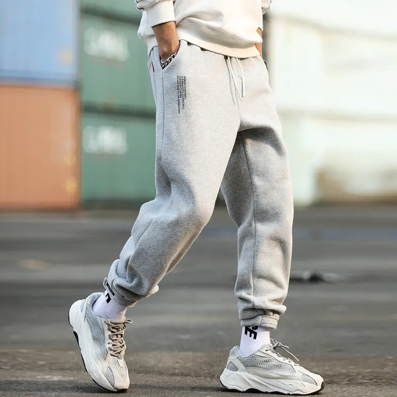 Men's White Sweatpants Drawstring Drawstring Foot Close Casual Leisure