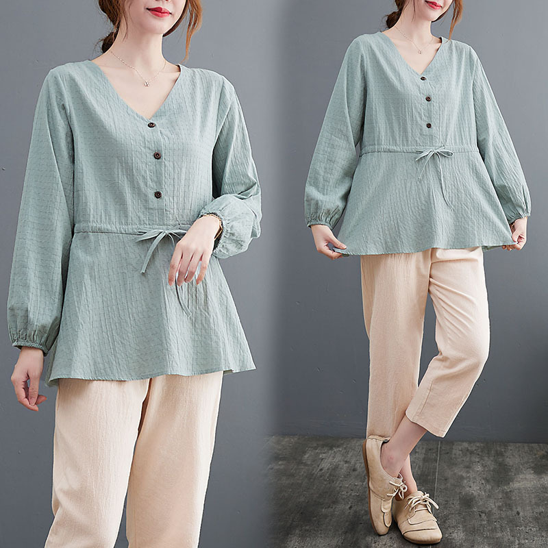 New Solid Color Literary Women's Bottoming Shirt