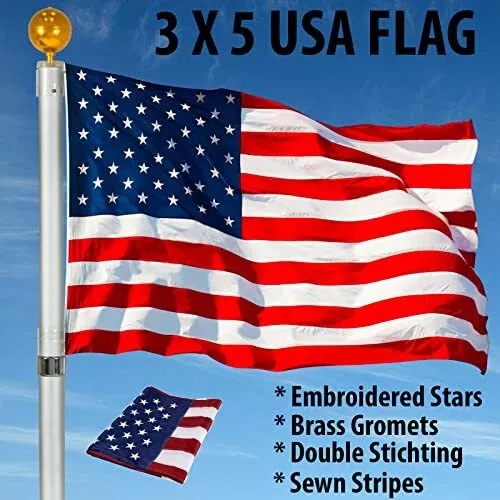 USA Flag 3x5Ft Heavy Duty Outdoor Flag. we ship only inside the US, USPS First Class Package 2 Day Handling , 2-5 Day Shipping. 3'X5' ft American Flag US USA Country Flags, EMBROIDERED Stars, Sewn Stripes, Brass Grommets by KT Deals Product Features Made 