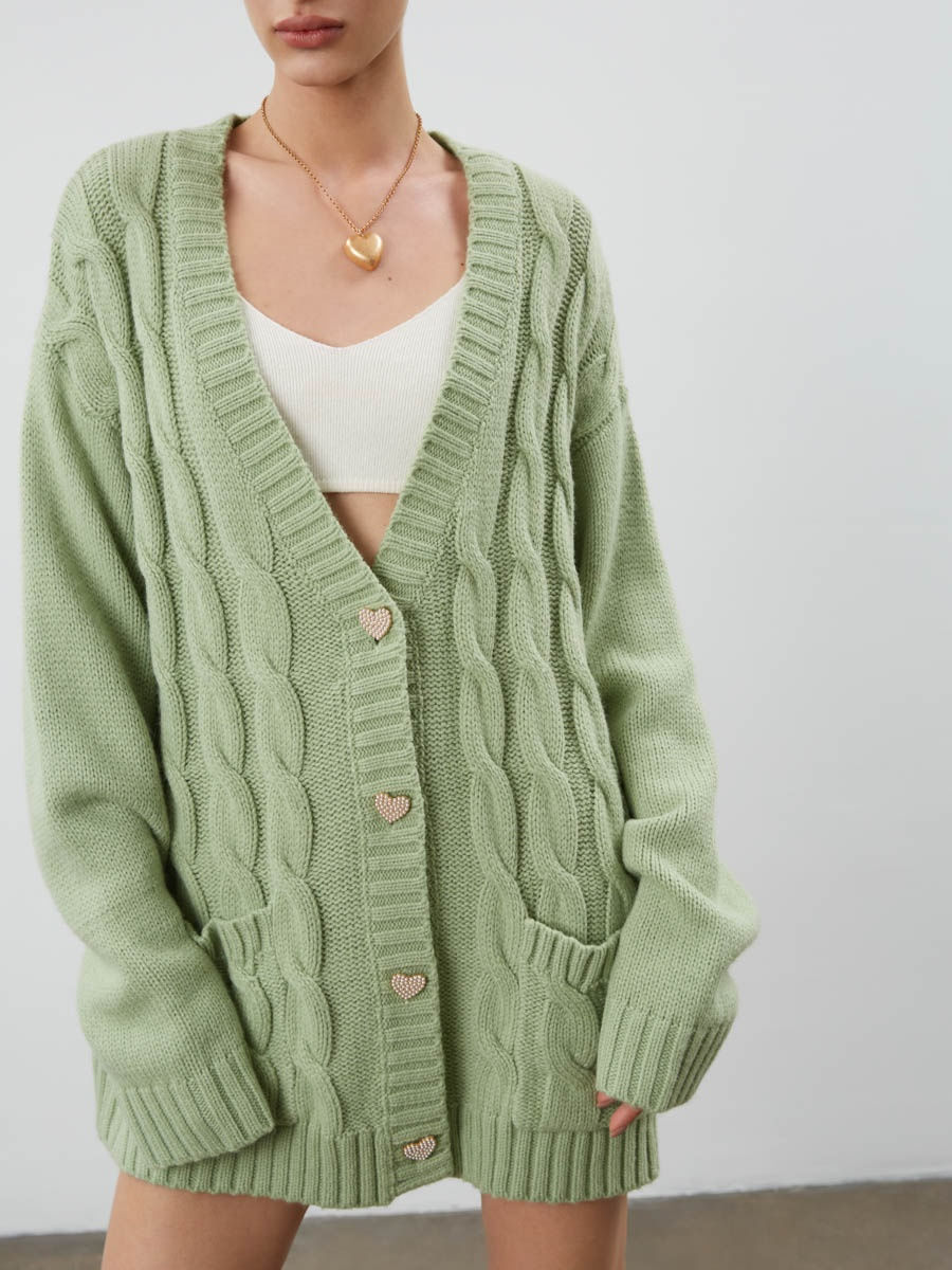 Title 1, Loose Mid-length Knitted Cardigan Jacket