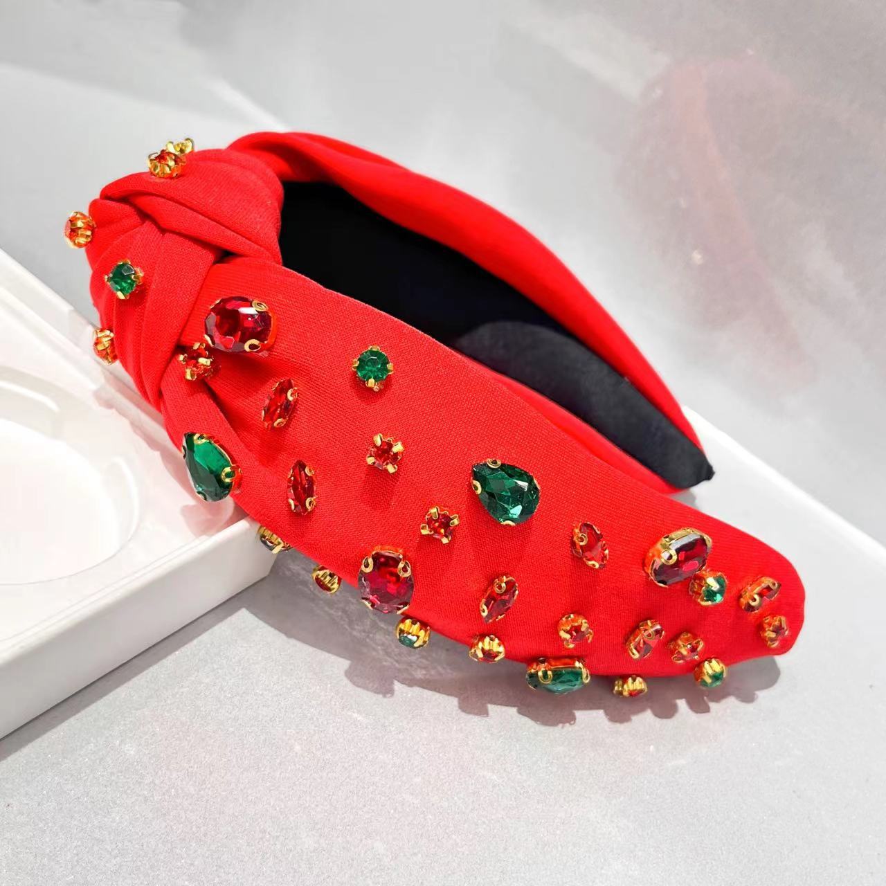 Christmas Headband Exquisite Rhinestone Knot In The Middle