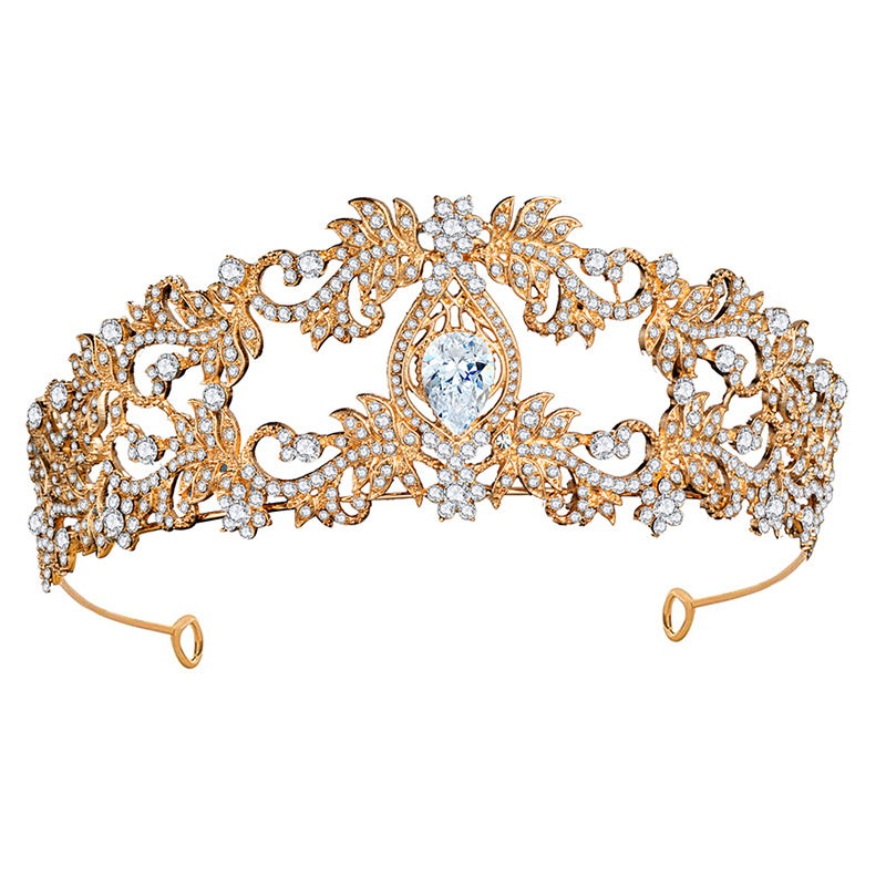 Crystal Wedding Crown Gold Double Alloy Gold - Shop at LoveMi