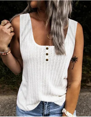 Summer New Women's Solid Color Slim Vest T Shirt White - Shop at LoveMi
