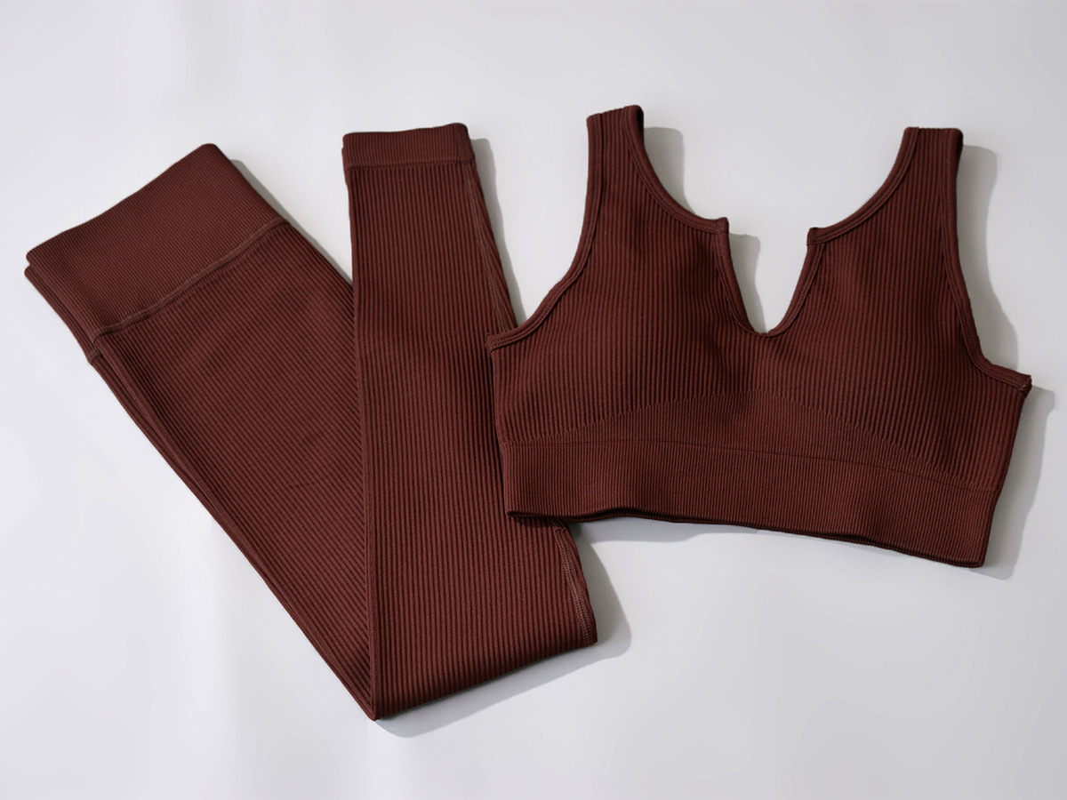 European And American Seamless Knitted Sexy Sports Vest Trousers Yoga Wear Fitness Suit