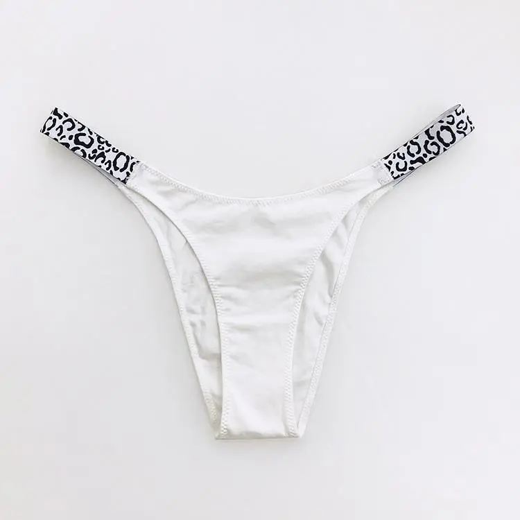 New European And American Women's V-shaped Half Hip Briefs - White Cribbed Belt