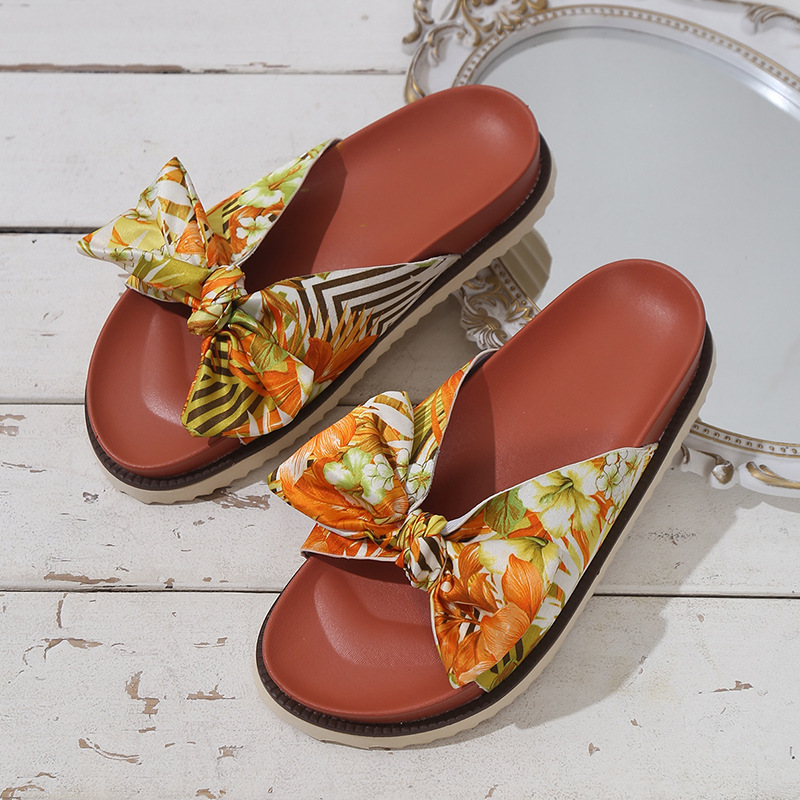 Women's Thick Bottom Round Toe Plus Size Outer Flat Slippers Orange - Shop at LoveMi