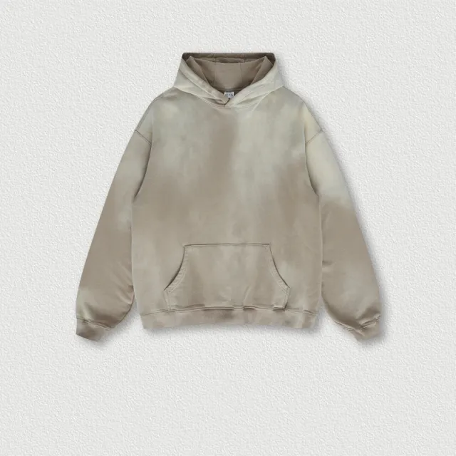 AutumnWinter American Vintage Sprayed Bayonet Washed Hooded Sweatshirt Khaki - Shop at LoveMi