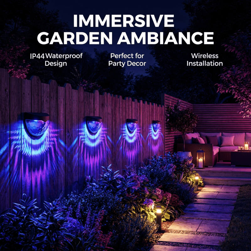 12 PCS RGB Solar Fence Lights,Deck Lights Solar Powered Outdoor Waterproof Fence Lighting For Fence Deck Step Stair Post Wall. — foto 5