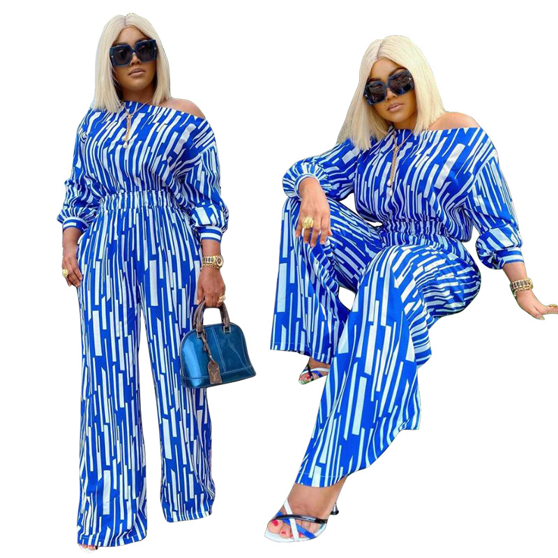 Plus Size Women's Striped Casual Suit