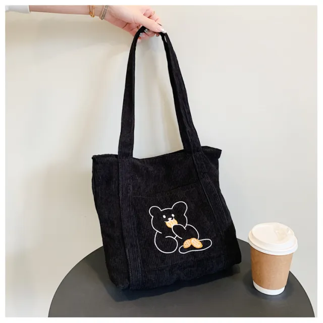 Female Cartoon Embroidered Shoulder Bag Japanese Series Black - Shop at LoveMi