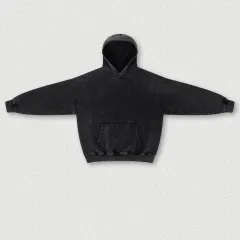 Autumn And Winter Washed And Worn Padded Hooded Sweatshirt - Fried Snowflake-M - View 1