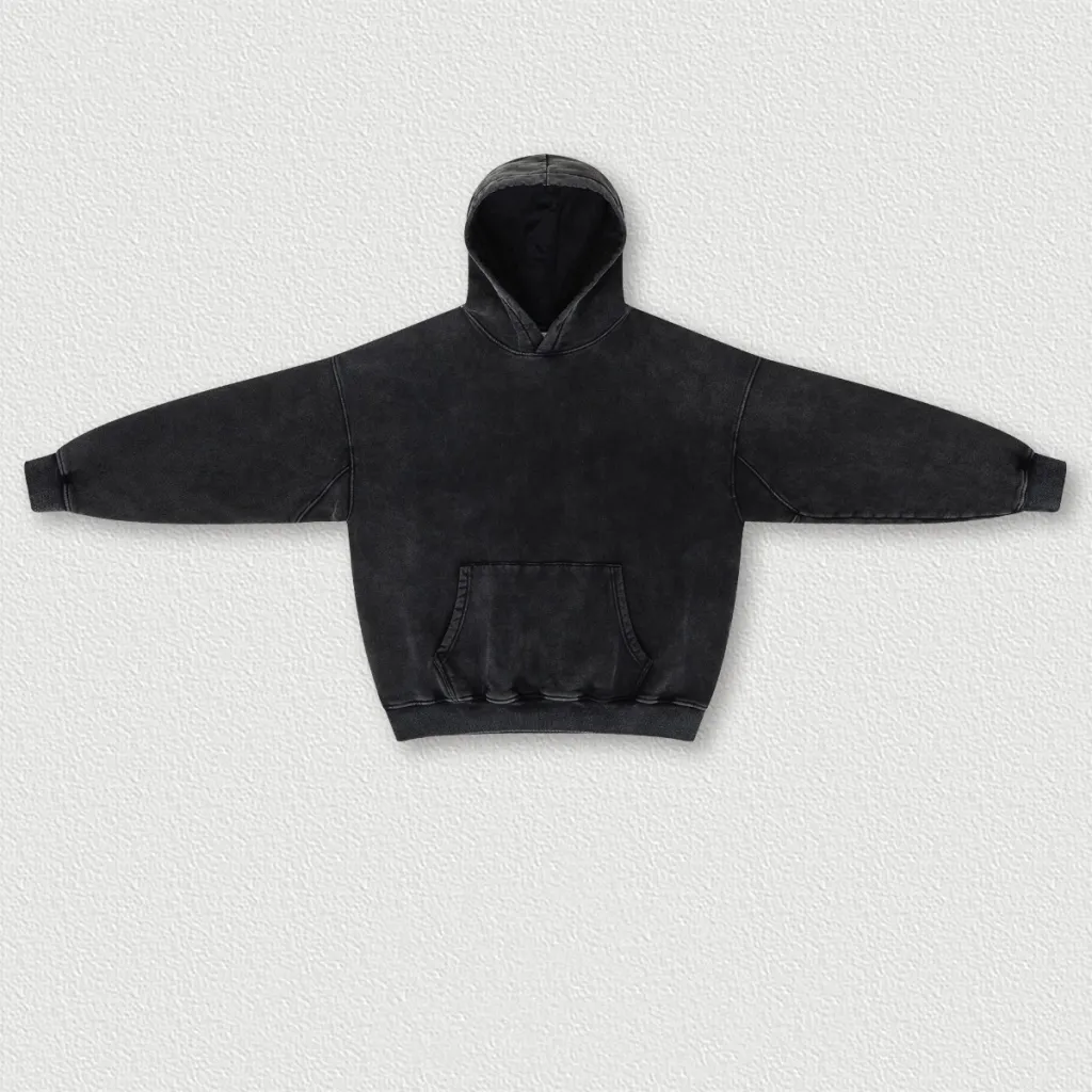 Autumn And Winter Washed And Worn Padded Hooded Sweatshirt - Fried Snowflake-M