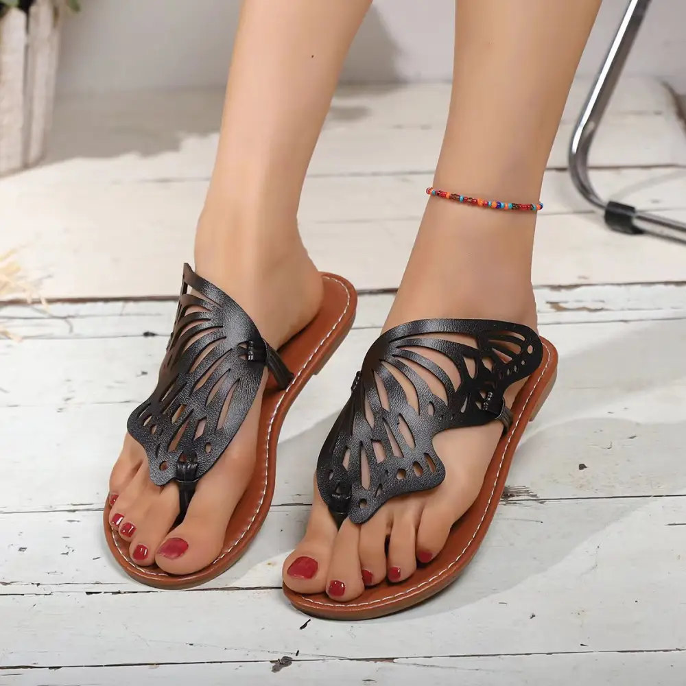 Summer Sandals Vintage Flip Flop Butterfly Wings Flat Shoes