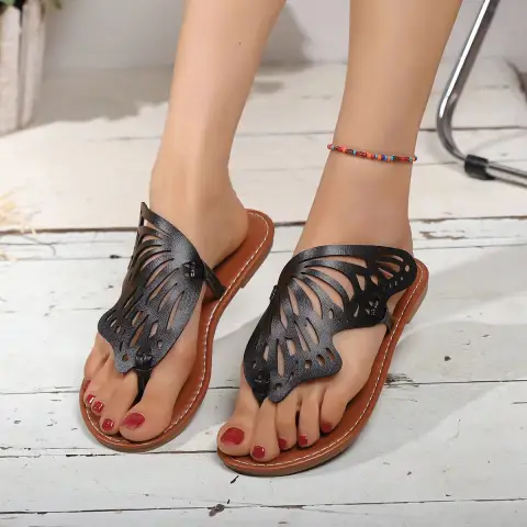 Summer Sandals Vintage Flip Flop Butterfly Wings Flat Shoes