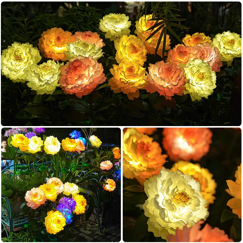 Outdoor Garden Lawn Waterproof Solar Peony Simulation
