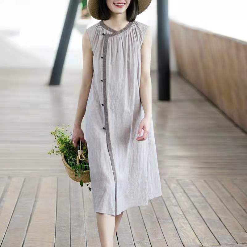 Thin Round Neck Casual Loose Literary Commuter Sleeveless Vest Women