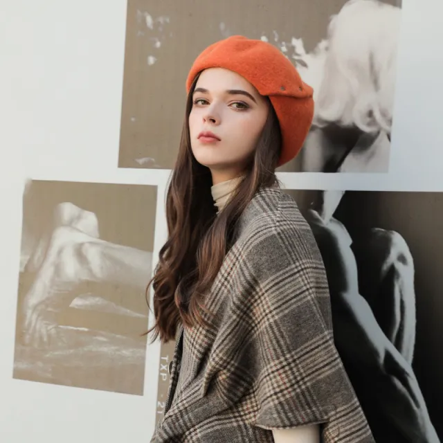 French New Style Ladies Wool Beret Spring And Autumn Models Sunshine Orange - Shop at LoveMi