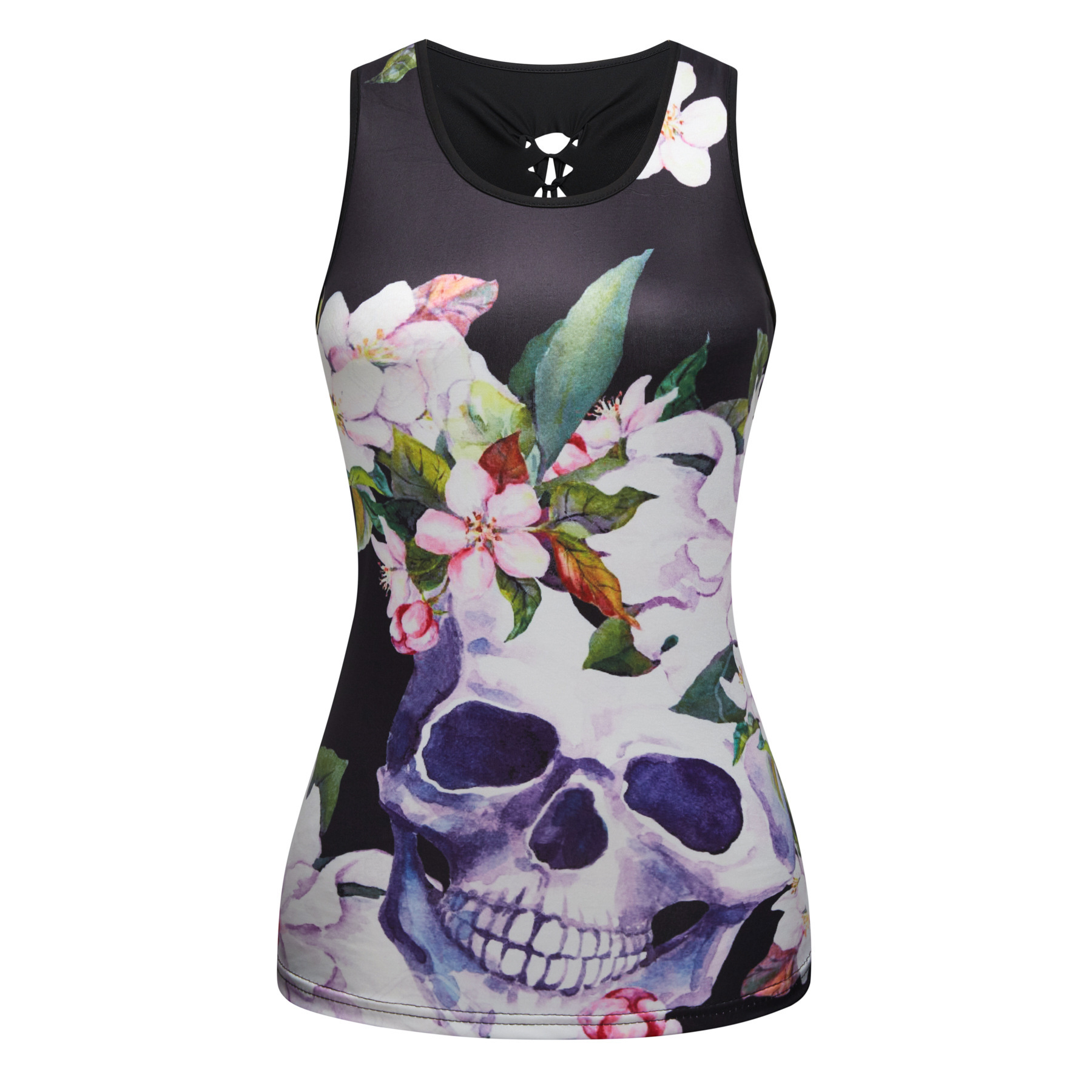 Title 14, Sleeveless Digital Print Sexy Slim T-shirt