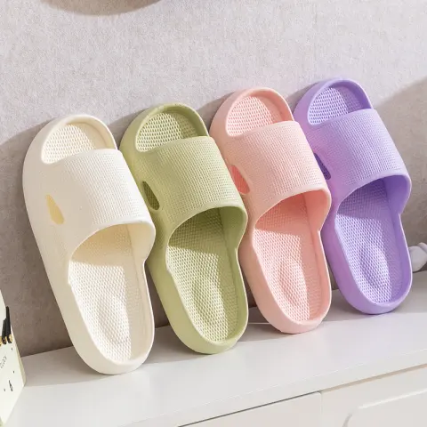 Solid Color Thick Bottom Home Slippers Summer Non-slip Floor