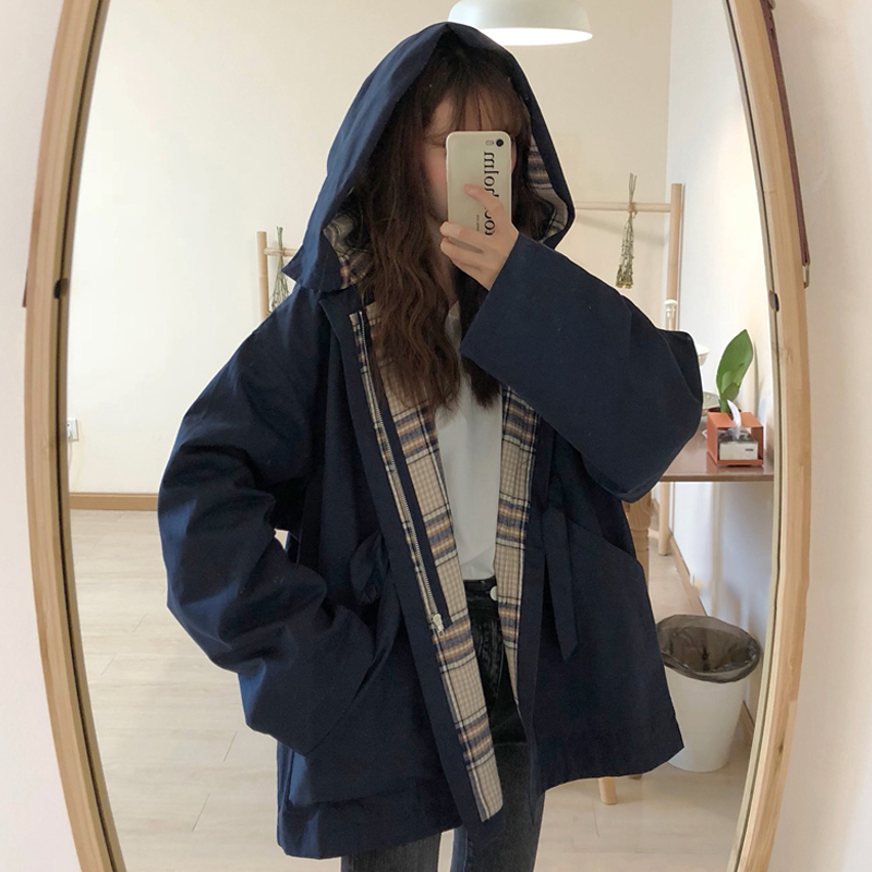 Women's Hooded Vintage Jacket Small Top