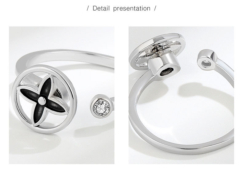 Title 3, Revolving S925 Sterling Silver Clover Ring Eleg...