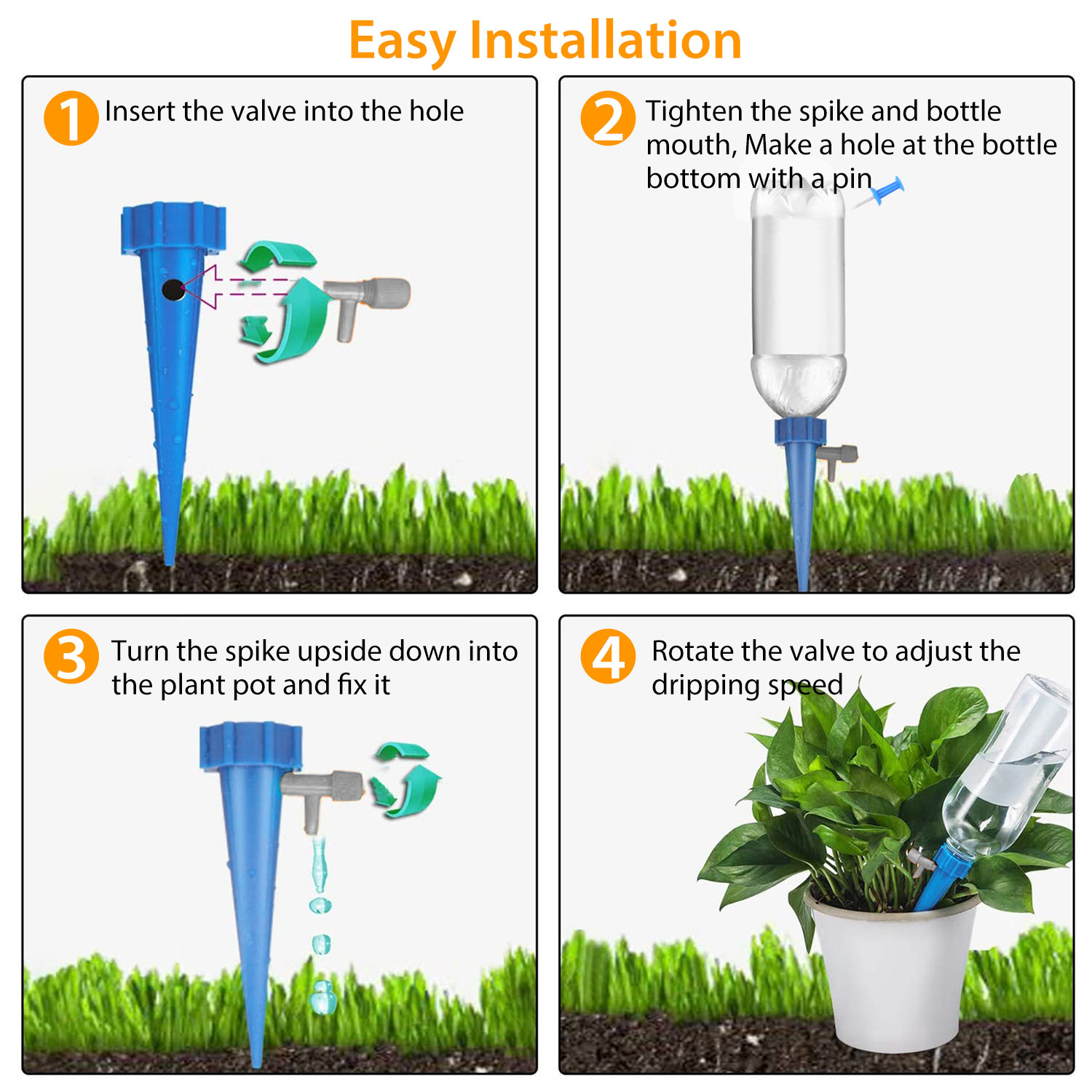 Plant Watering Spikes Self Watering Devices Automatic Plant Waterer With Slow Release Control Valve For Outdoor Indoor Plant