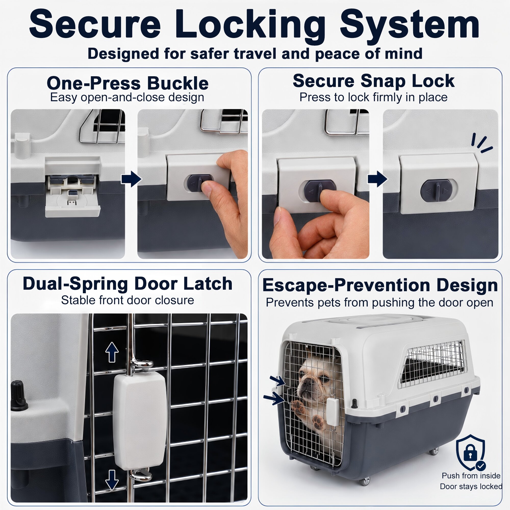 Large Pet Carrier For Cats And Dogs, Travel Crate With Ventilated Metal Door — image 7