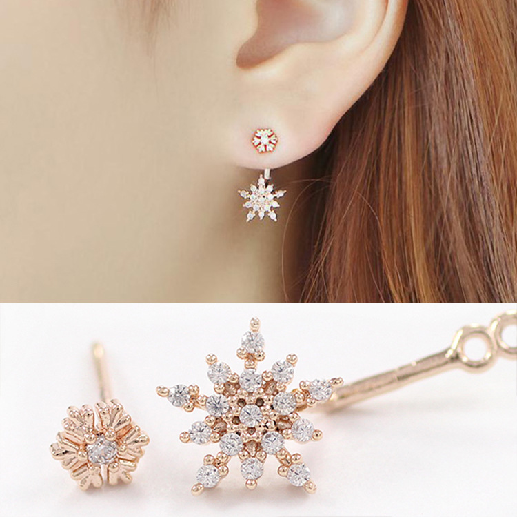 Beautiful Romantic Snowflake Zircon Earrings