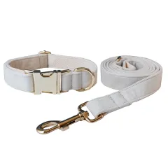 Milky White Velvet Dog Collar Alloy Buckle Pet Supplies - Dog Leash Dog Leash Set - View 1