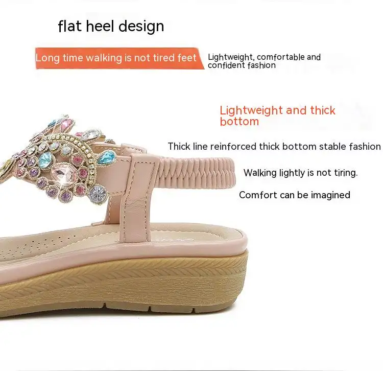 Bohemian L Fashion Rhinestone Flat Sandals