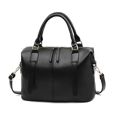 Women Leather Handbag Vintage Bag Shoulder Bags Big Bag Black - Shop at LoveMi