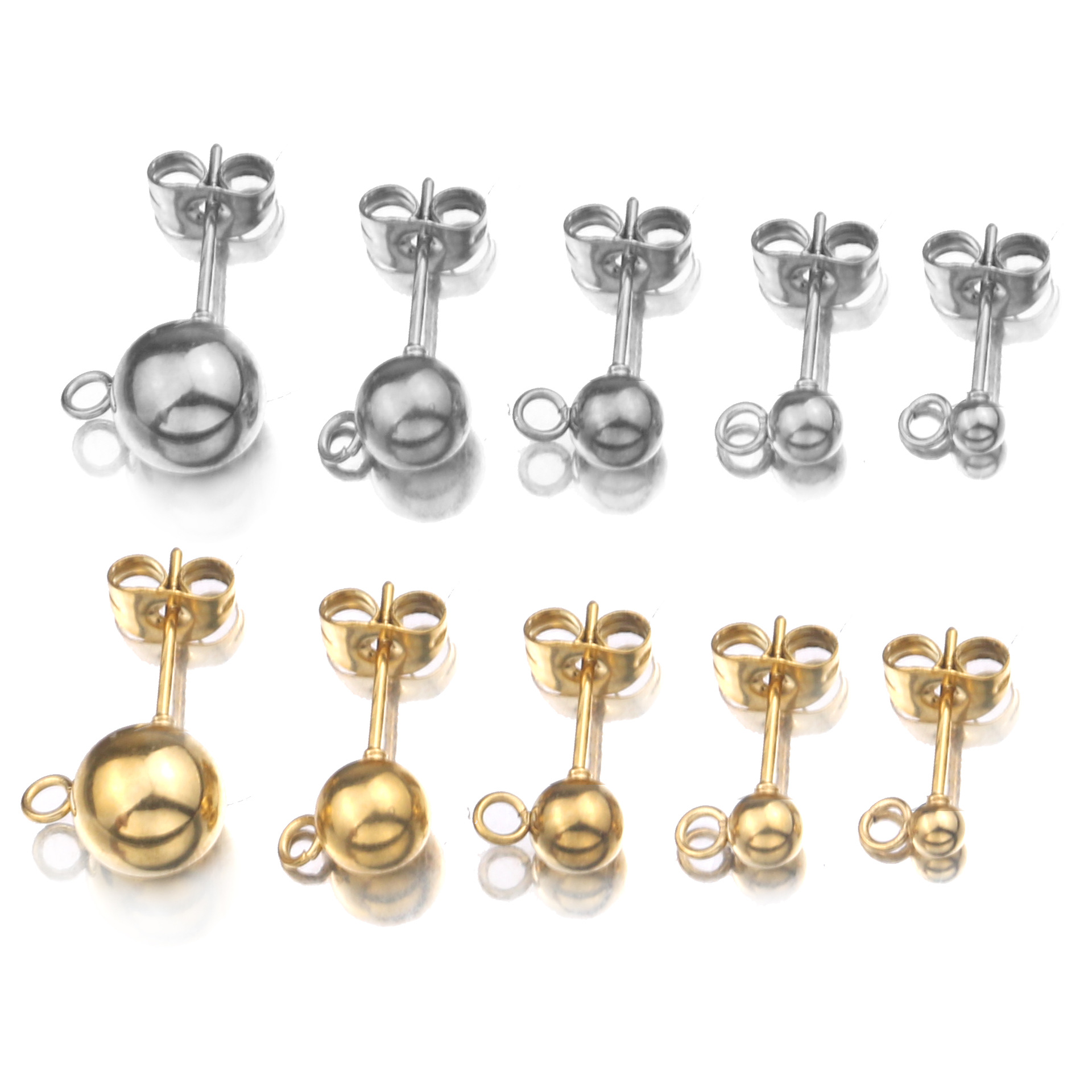 Stainless Steel Bead Welding Pin With Hanging Ear Studs