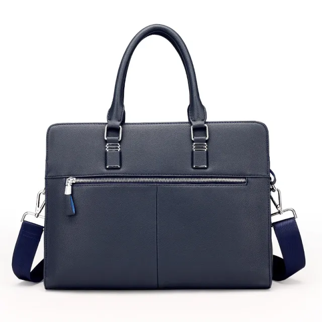 One Shoulder Messenger Official Document Casual Leather Bag Blue - Shop at LoveMi