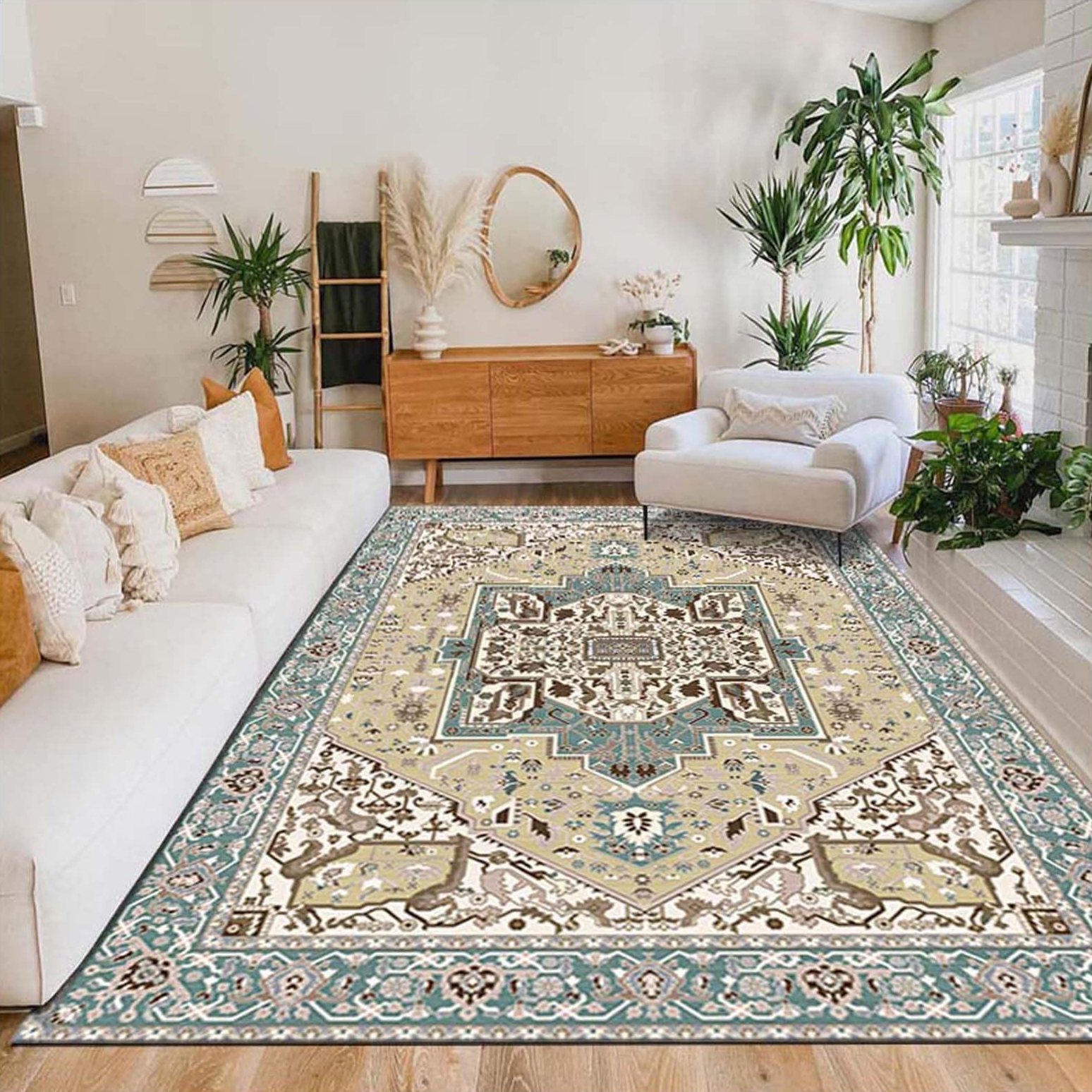Retro Persian Style Art Carpet Light Luxury Living Room Aesthetic Anchor Point With Complex Patterns Freeze Space Advanced Feeling 5x7ft Cashmere-like Washed Bottom 9