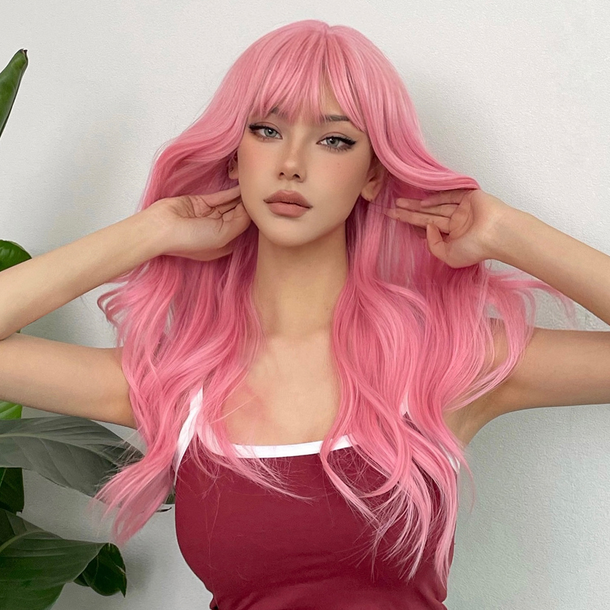 Wig With Full Bangs Long Curly Hair Full Set Wl1038 1 - Shop at LoveMi
