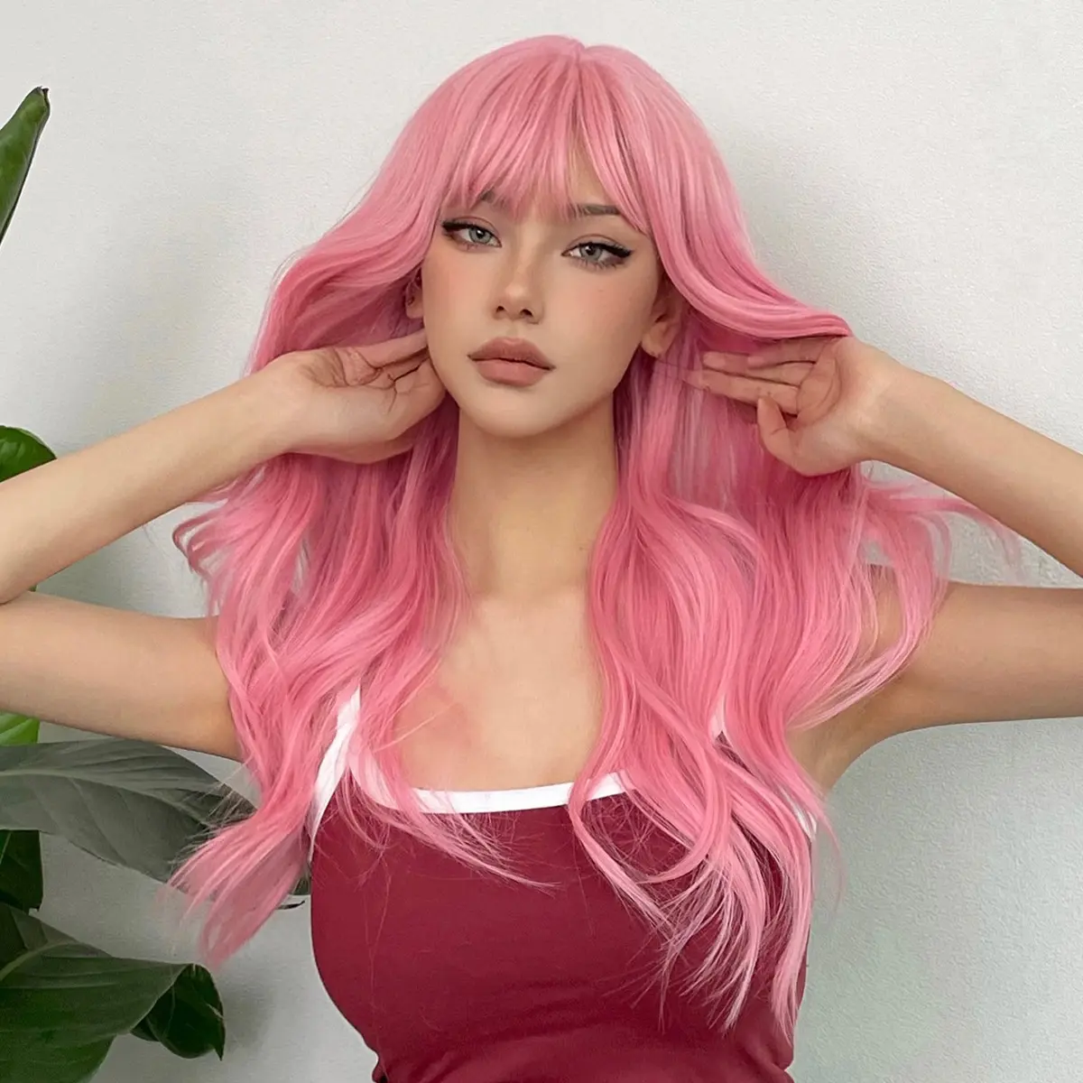 Wig With Full Bangs Long Curly Hair