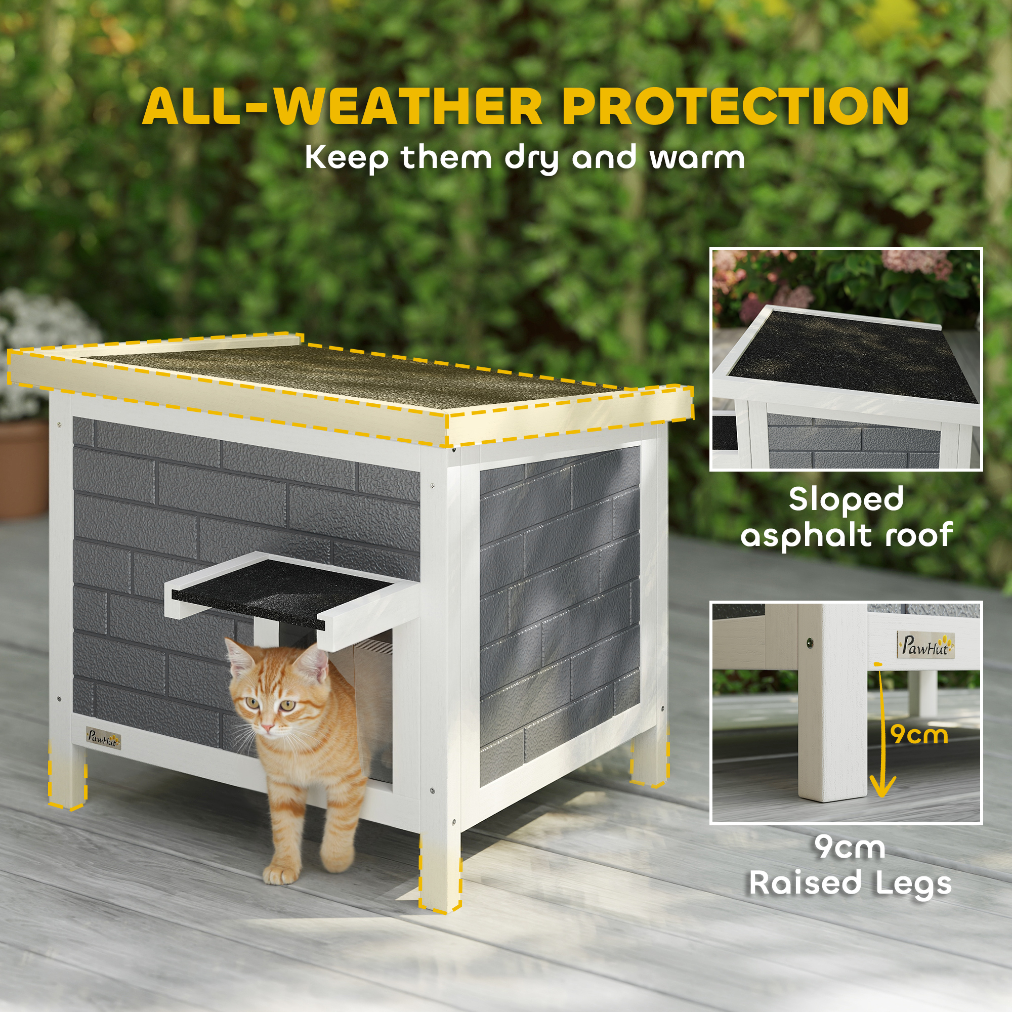 Outdoor Cat House Insulated With Openable Roof, Weatherproof Feral Shelter — image 12
