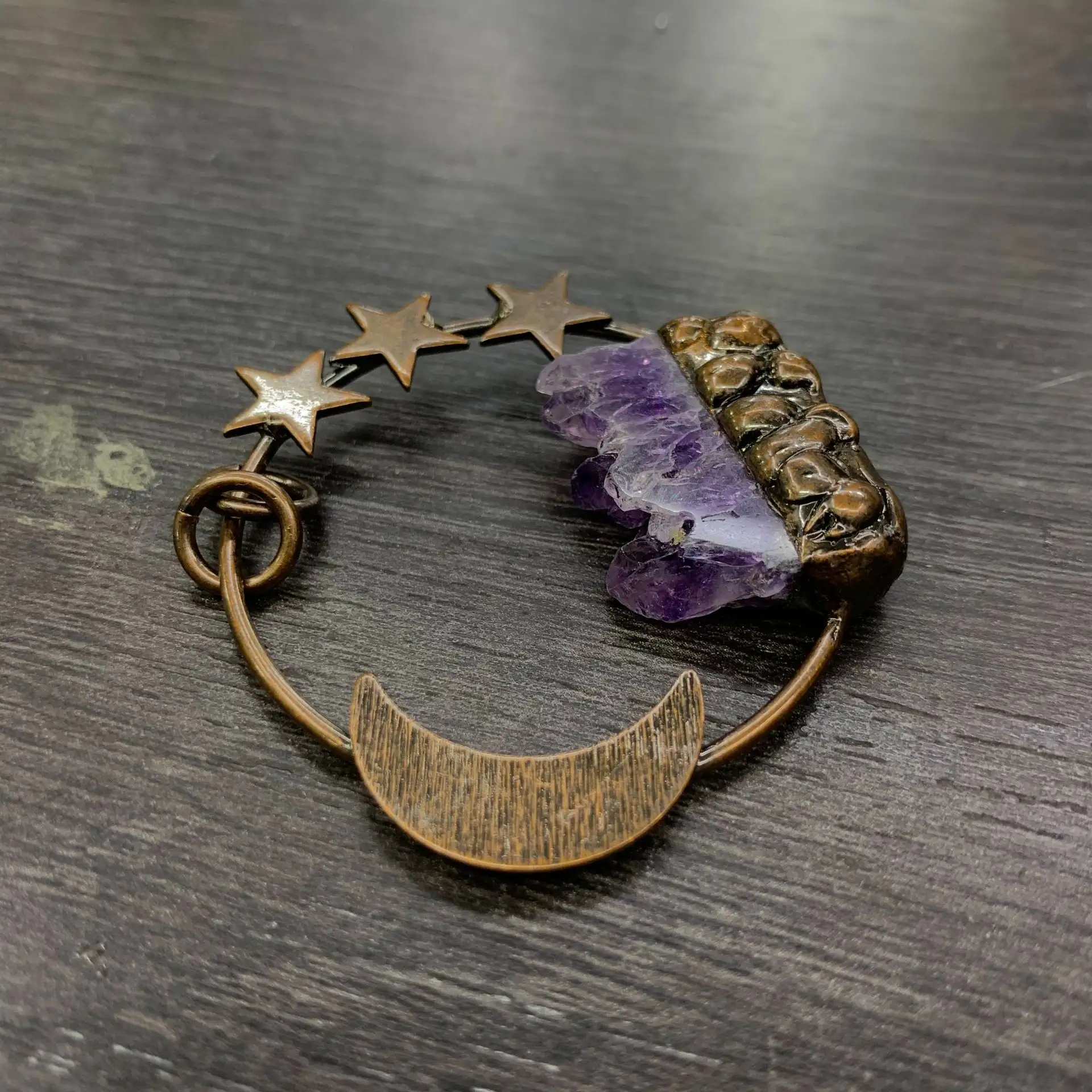 Retro Style Personality Star Moon Amethyst Pendant Product