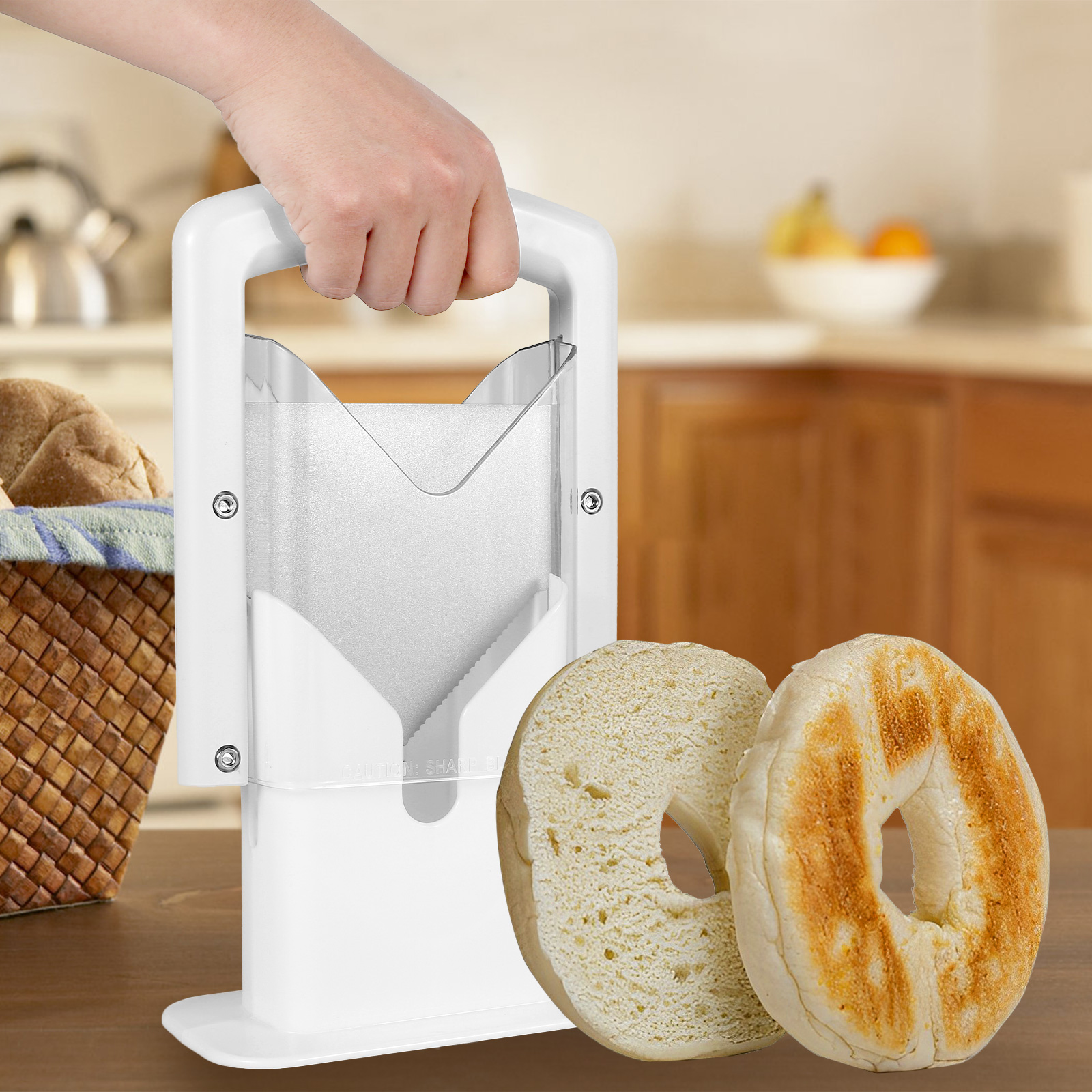 Bagel Cutter Slicer With Safety Handle Household Bagel Slicer Stainless Steel Bagel Precision Cutter Reusable Bread Slicer