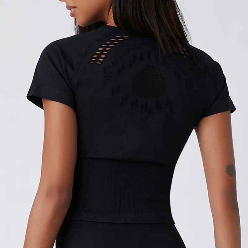 Women's Classic Hollow Yoga Quick-drying T-shirt Body Shaping Seamless Short Sleeve
