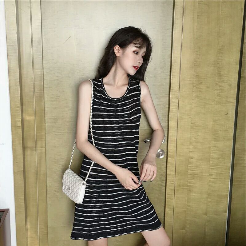 Black And White Striped Sweater Bottoming Dress