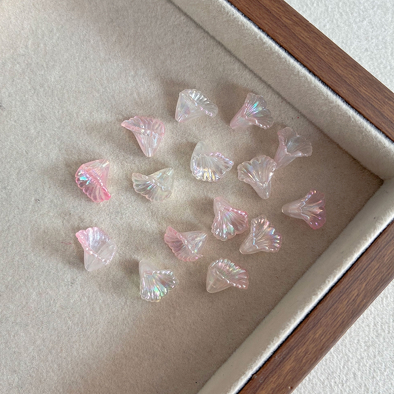 Gradient Iridescent Trumpet Flower Acrylic Beads, Two-tone Bellflower Charms With Hole For DIY Jewelry Making, Earrings & Bracelets Glow-in-the-dark Beads