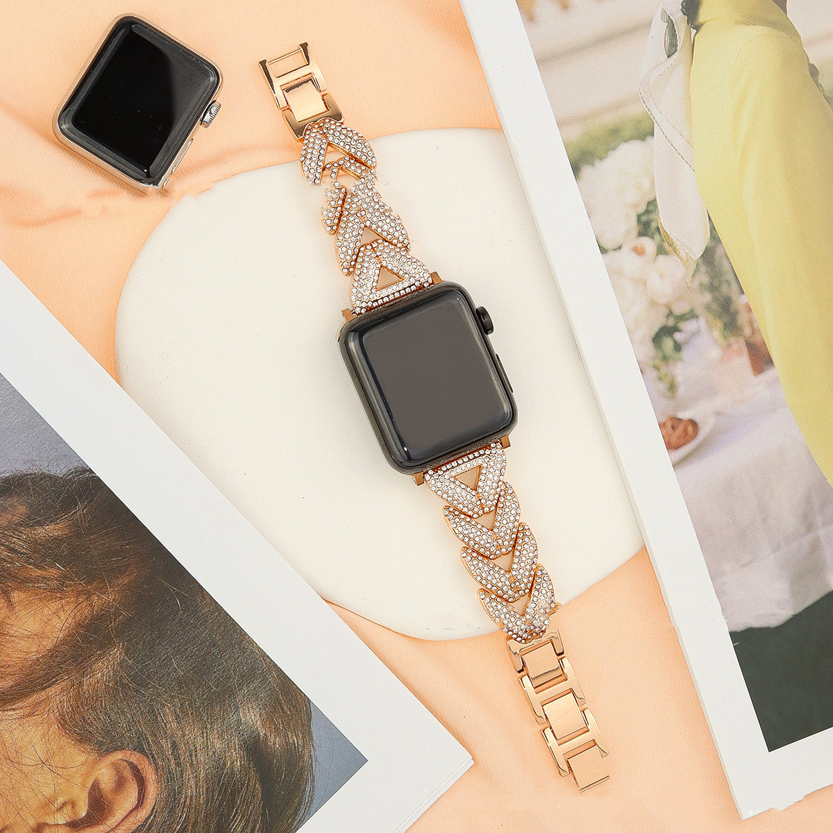 Love V-shaped Full Diamond Metal Smart Strap - Image 10