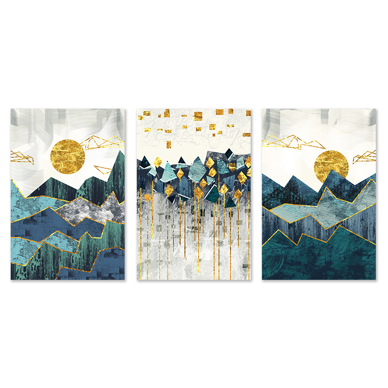 Title 3, Nordic Abstract Geometric Mountain Landscape Wa...