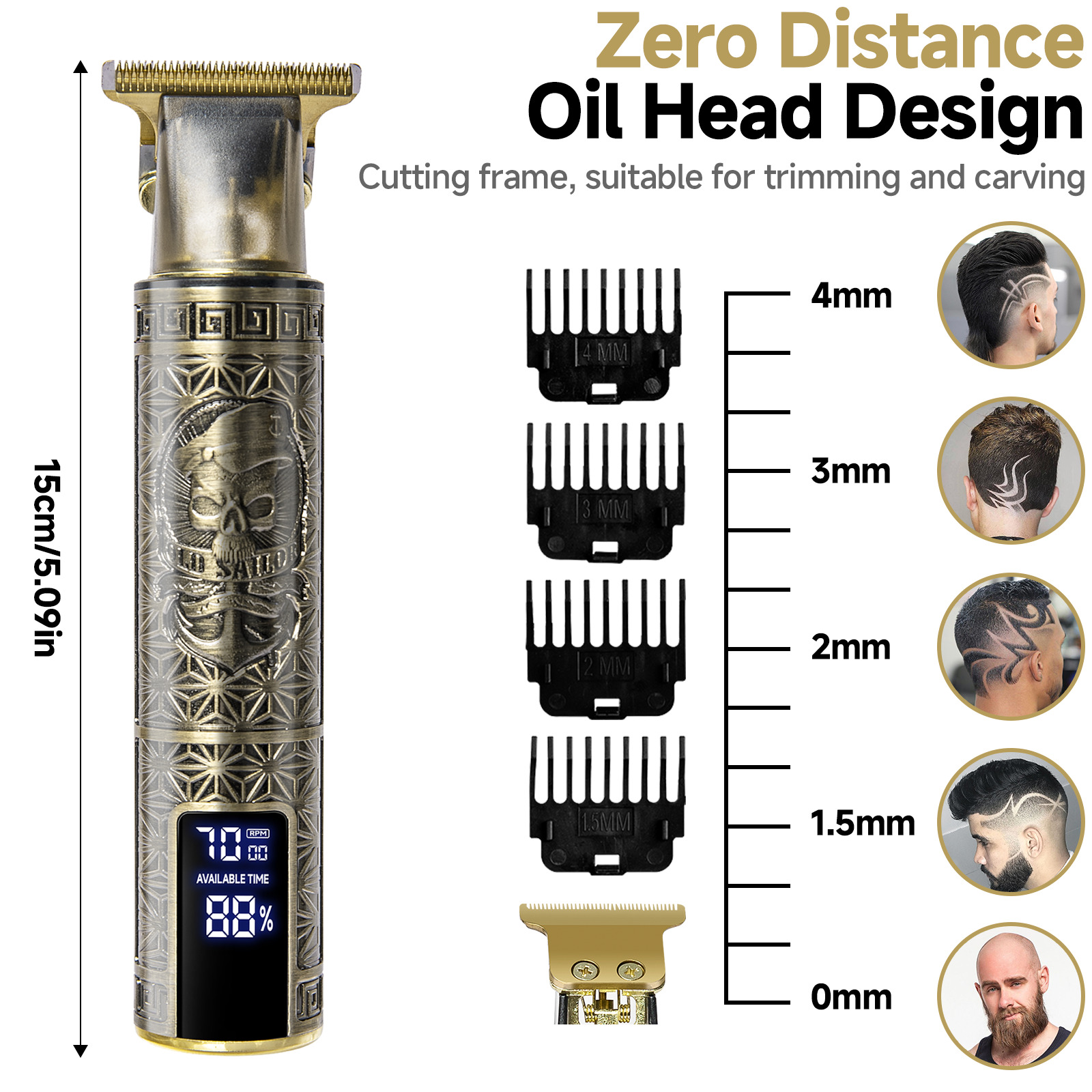 Professional Mens Hair Clippers Shaver Trimmers Machine Cordless Beard Electric — foto 12