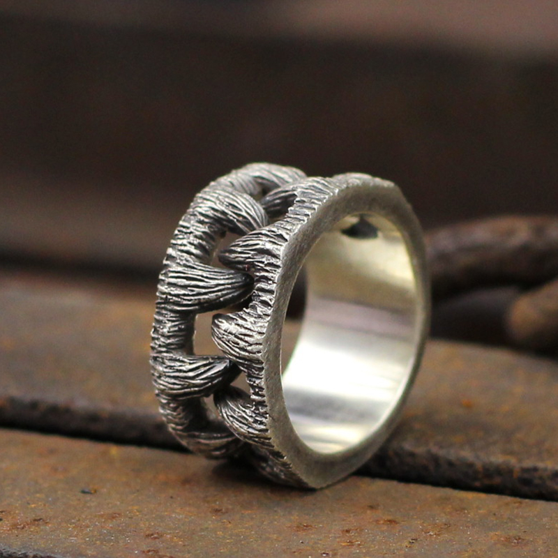 Title 3, Anillo de acero de titanio para hombre con dien...