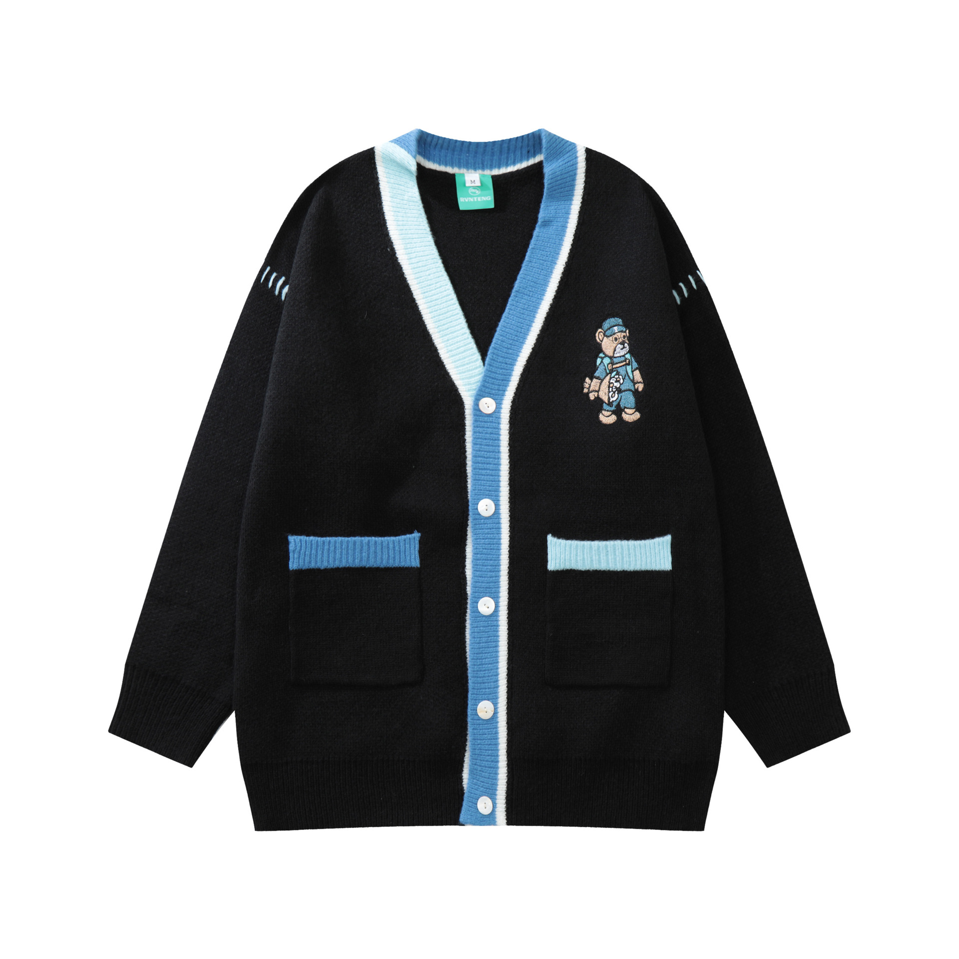 Men's And Women's Cardigan Knitted Bear Embroidered Sweater