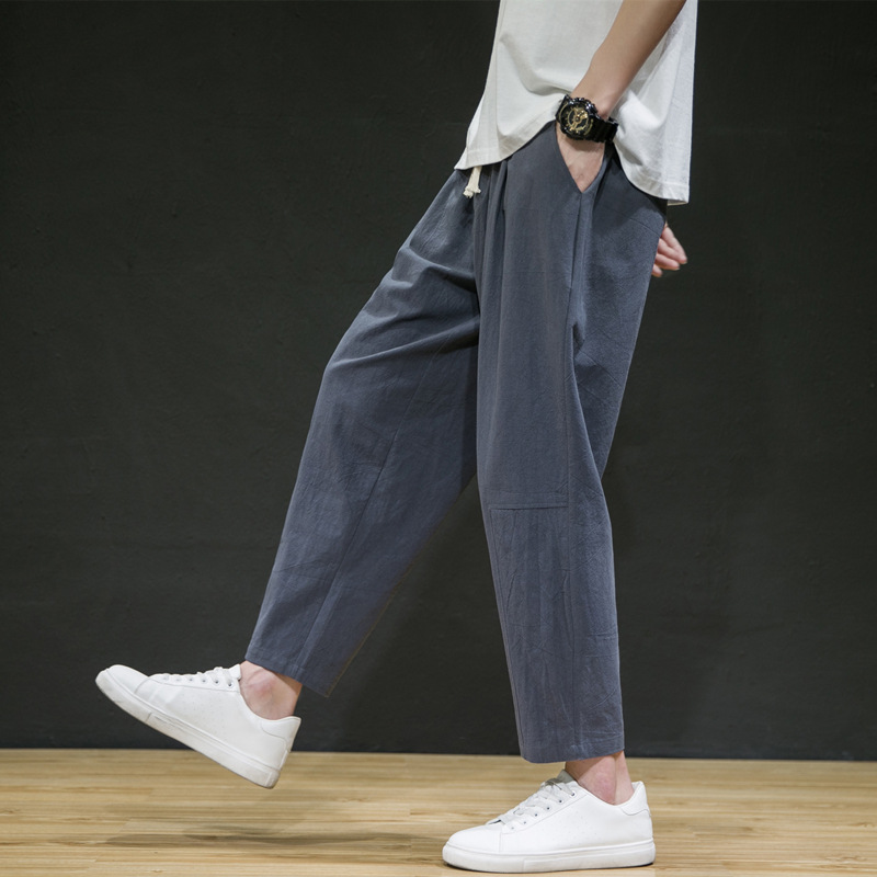 Title 3, Mens Cotton and Linen Loose Linen Straight-leg...