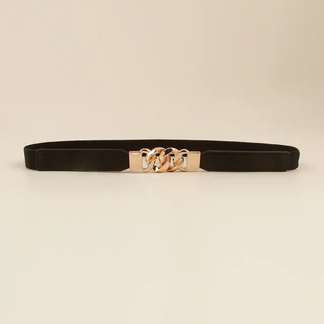 Waistband Female Fine Leather Belt Trims The Body Adornment Shirt To Match Dress Multi Ring Buckle Elastic High Atmosphere Summer New Style Black - Shop at LoveMi